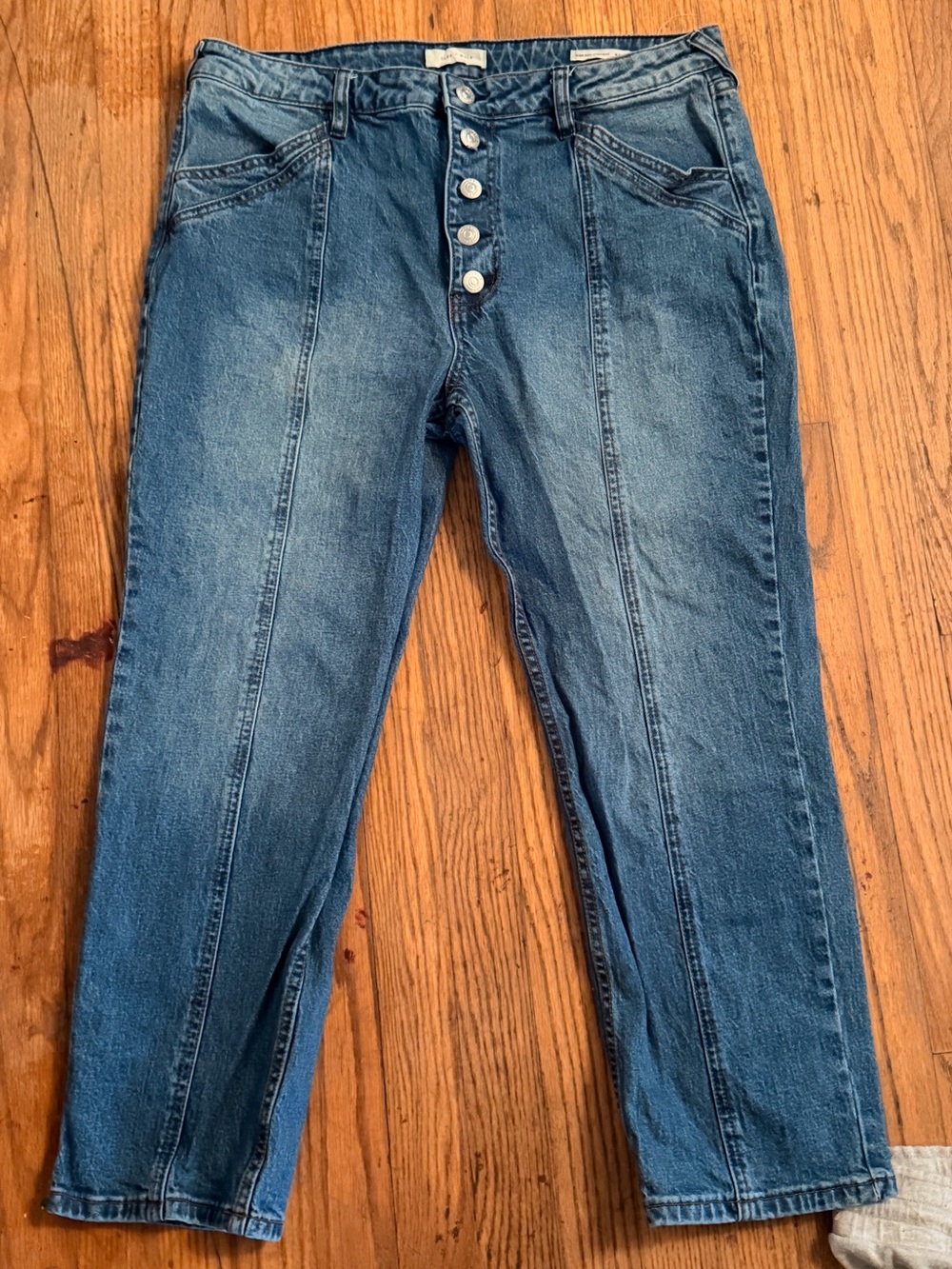 Cleo + Wolf New Women’s High-Rise Straight Button-Fly Blue Jeans 32